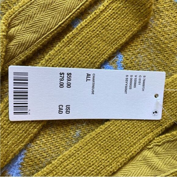 Urban Outfitters Ellie Icon Knit Tote Bag | Color Mustard with Blue Webs | NWT - Picture 4 of 5